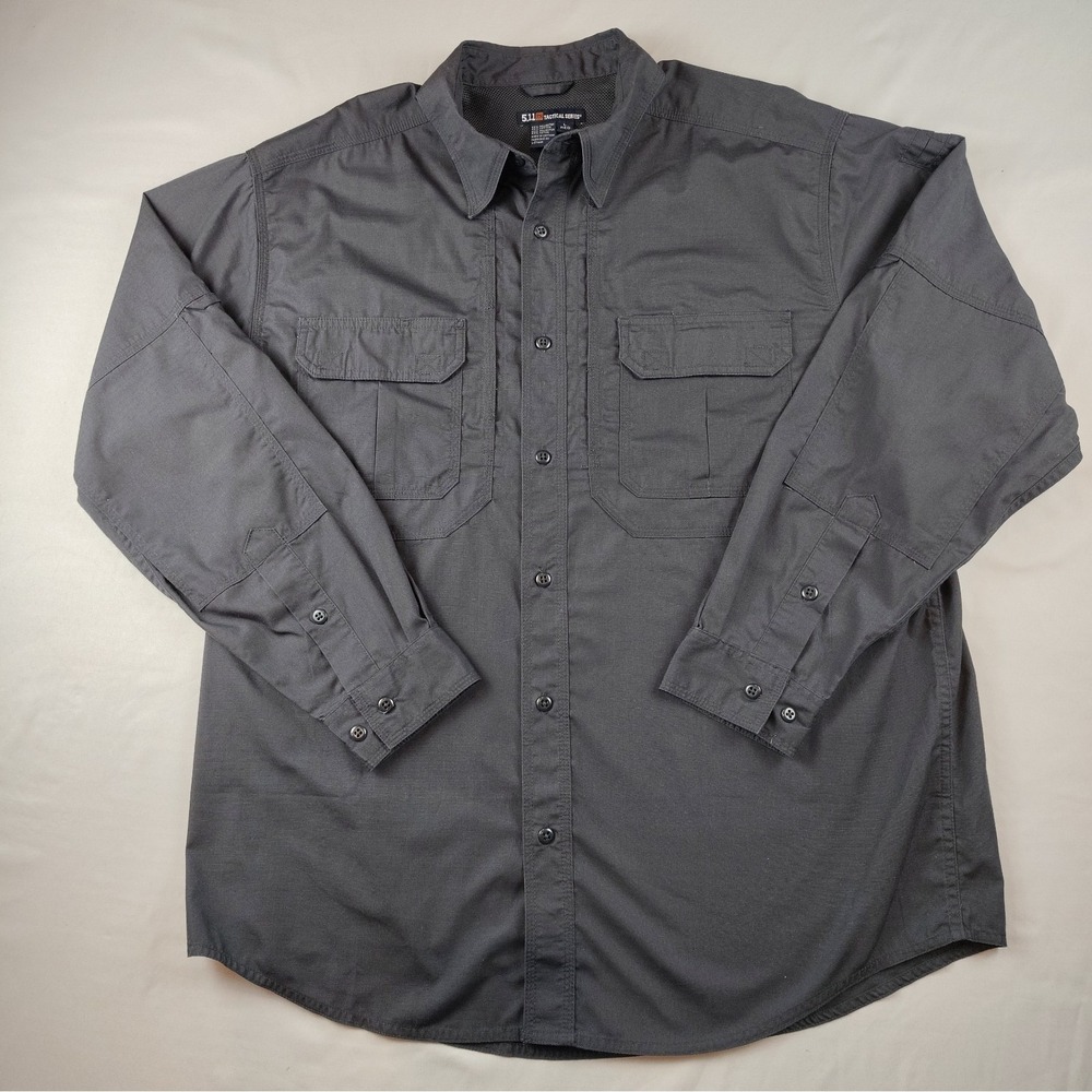 5.11 Tactical Series Men's L Button Shirt Black Long Sleeve Utility Field Hiking